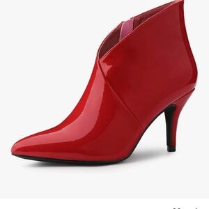 Red Patent Leather Ankle Boots